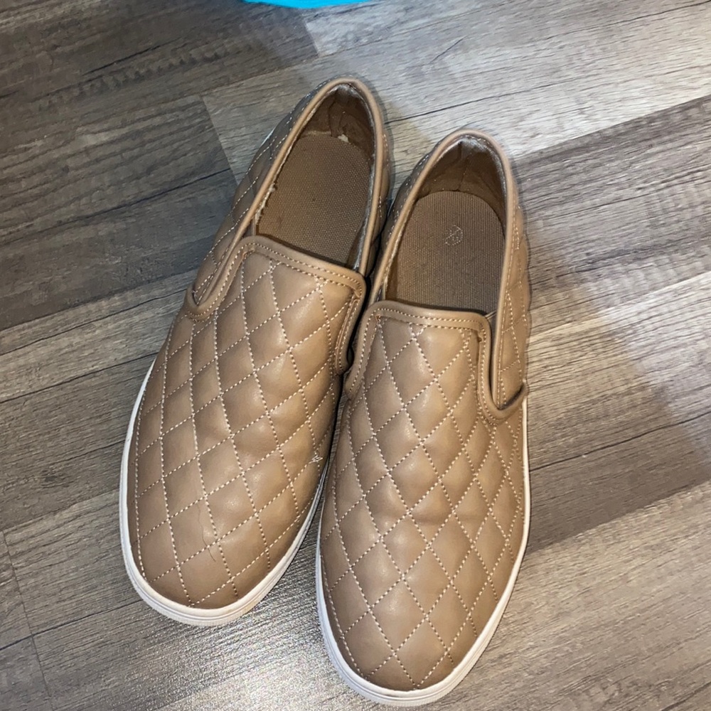 Tan leather slip on shoes